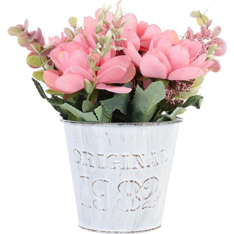 1 Set Künstliche Seidenblumen, Künstliche Wildblumen Im Topf, Tischdekoration – 11 X 11 X 19 Cm – Rosa
