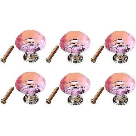 Set Mit 6 Ultraleichten 40-mm-schubladengriffen Aus K9-kristallglas Und Zinklegierung Für Möbel – Rosa