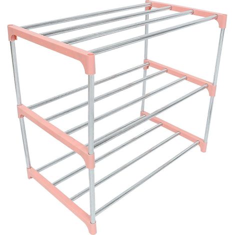 Dreistöckiges Schuhregal (1 Stück) – Vielseitige Schuhaufbewahrung – 53 X 43 X 25,7 Cm – Rosa