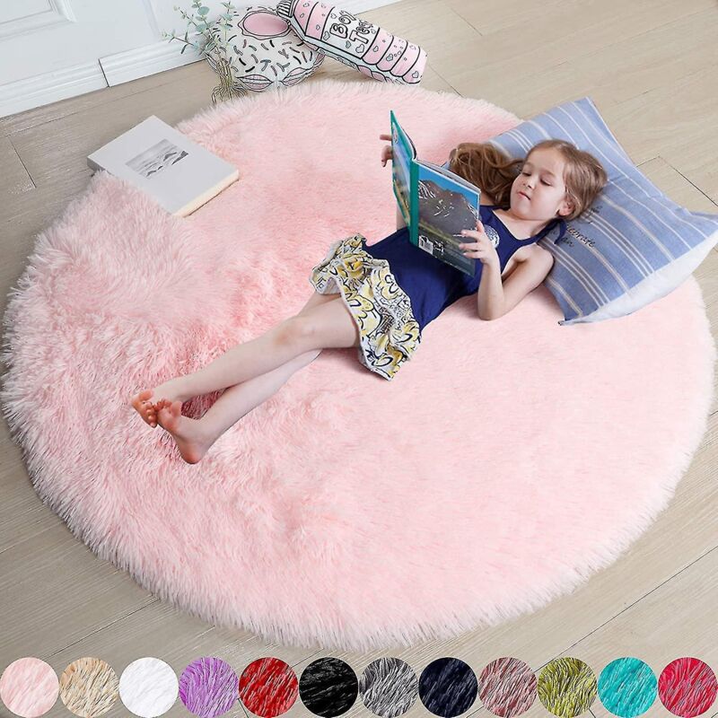 Runder, Puderrosa Teppich, Ideal Fürs Schlafzimmer, Weicher, Runder Teppich Mit Den Maßen 120 X 120 Cm (4' X 4'), Geeignet Für Kinder – Rosa