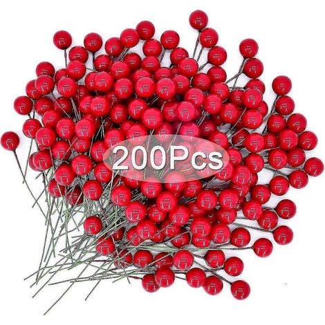 200 Künstliche Stechpalmenbeeren Zum Dekorieren Von Weihnachtskränzen, Material Zum Herstellen Von Kränzen Und Christbaumschmuck.