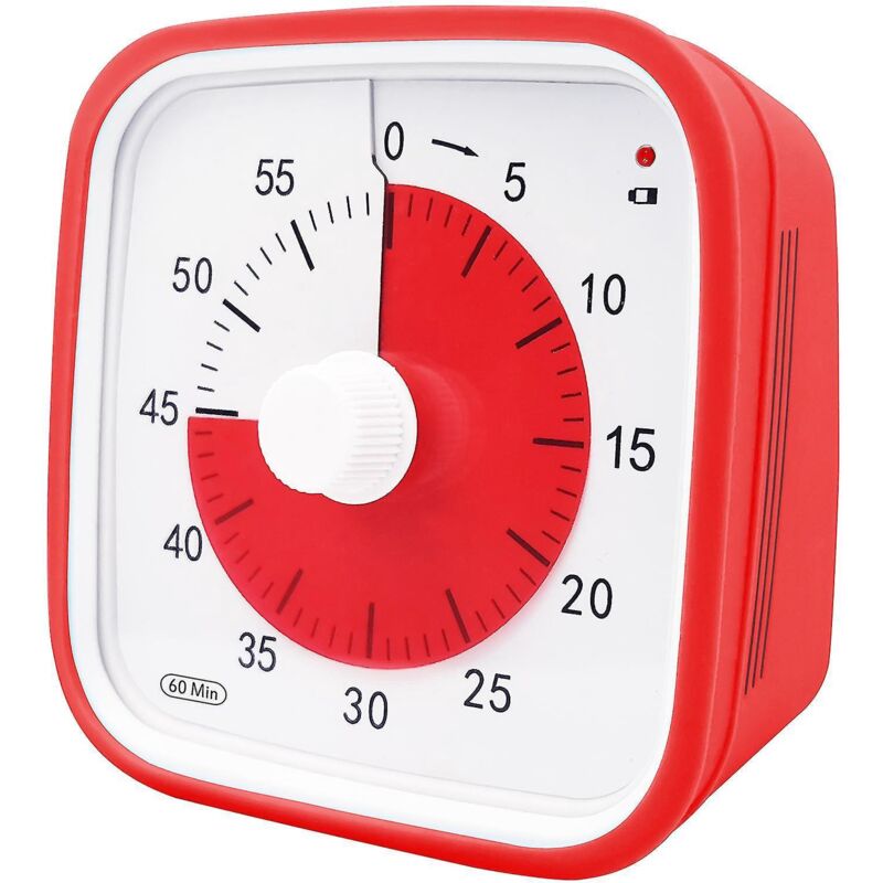 Übergroßer Optischer Timer Für Klassenzimmer, Für Kinder Und Erwachsene, Robuster Mechanischer Küchentimer, Rot