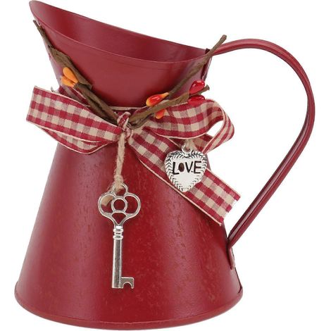 Einzigartiger, Kesselförmiger Pflanztopf, Dekorativer Blumenkübel Für Zuhause, Eisentopf – 12,5 X 10 Cm – Rot