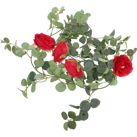 Künstliche Eukalyptus-girlande Zum Aufhängen, Künstliche Eukalyptus-girlande Für Zuhause Und Hochzeiten – 200 X 20 Cm – Rot