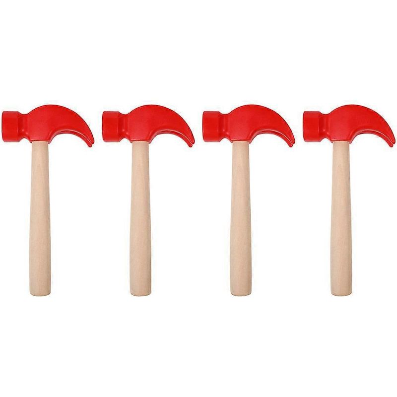 Set Mit 4 Holzhämmern Für Kinder, Spielzeughämmer Zur Förderung Der Kognitiven Entwicklung. – 16,30 X 8,00 X 2,50 Cm – Rot