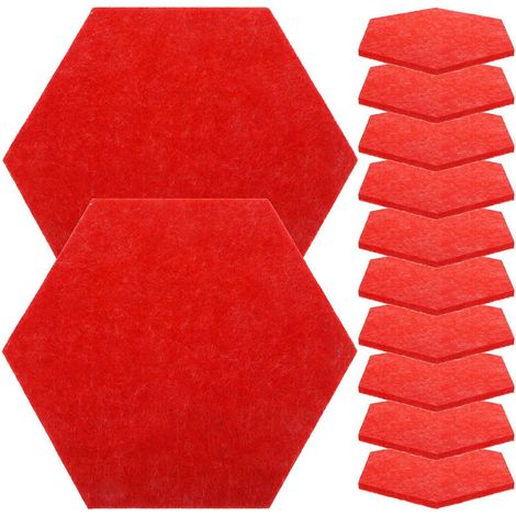 Set Mit 12 Filz-pinnwänden, Filz-wandmatten, Kreativen, Schallabsorbierenden Filz-nachrichtentafeln – 20,00 X 17,50 X 0,80 Cm – Rot