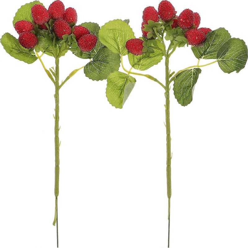 Set Mit 2 Künstlichen Roten Myrtenfruchtsträußen Aus Kunststoff Zur Dekoration – 27 X 2,5 Cm – Rot