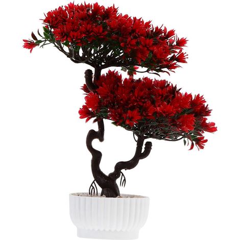 Dekorative Künstliche Pflanze (bonsai) – Willkommenskiefer – 27 X 31 Cm – Rot