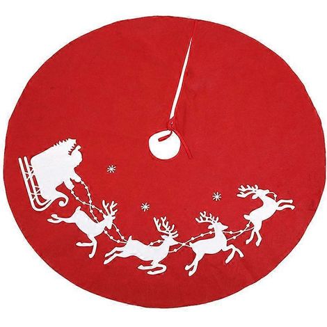 80 Cm Weihnachtsbaumdecke Mit Rentiermuster, Baumfußmatte, Festliche Weihnachtsbaumschürze, Weihnachtsdekoration Für Zuhause – 80 X 80 Cm – Rot
