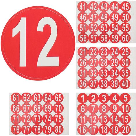 Nummerierte Aufkleberbögen Von 1 Bis 80 – Ablageetiketten – 5 X 5 Cm – Rot