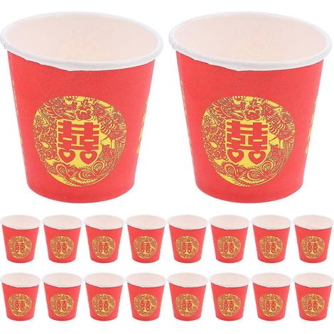 Packung Mit 100 Einweg-pappbechern Im Traditionellen Chinesischen Stil, Ideal Für Hochzeitsfeiern. – 5,00 X 5,00 X 5,00 Cm – Rot