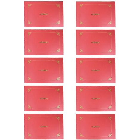 Set Mit 10 Doppellagigen, Goldfarbenen Umschlägen Im Klassischen Retro-stil Für Ehrenurkunden Und Verträge (lila-rot) – 30,8 X 21,8 Cm