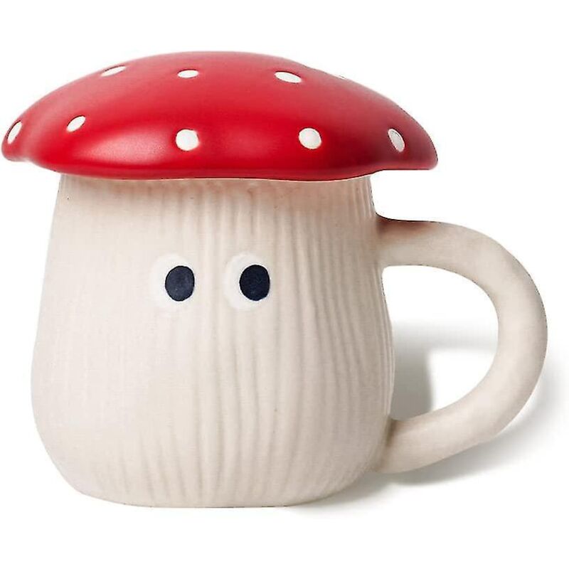 Niedlicher Pilzbecher Mit Deckel, Handgefertigte Emaillierte, Schirmförmige Schutzösen, Sichere, Matte Keramik-milchbecher, 35cl Amanita Muscaria Teetasse.
