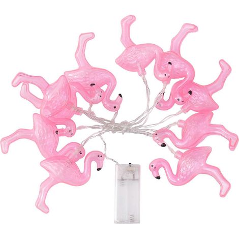 1,5 M Lange Lichterkette Mit Pinkfarbenen Flamingos Und Roten Lämpchen, Ideal Zur Dekoration Von Garten, Hochzeit, Party, Außenbereich Oder Weihnachten.