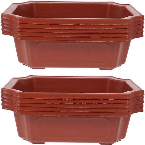 Set Mit 10 Bonsai-töpfen Im Vintage-stil Aus Kunststoff, Klassische Rechteckige Anzuchttöpfe – 16,2 X 11,7 Cm – Rot
