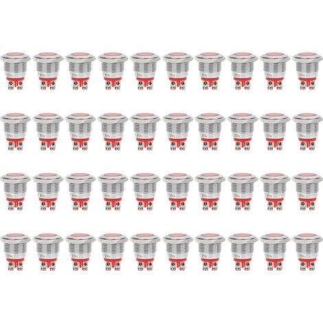 40 Stück Ip68 Wasserdichte Bem-16c Led-warnleuchten, Hochwertiges Metall, 16 Mm (rot 24 V)