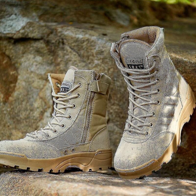 Militärstiefel Für Die Wüste, Spezialeinheitenuniformen, Arbeits- Und Sicherheitsschuhe Für Damen Und Herren, Kampfstiefel Mit Reißverschluss, Sneaker – Größe 46 – Sand