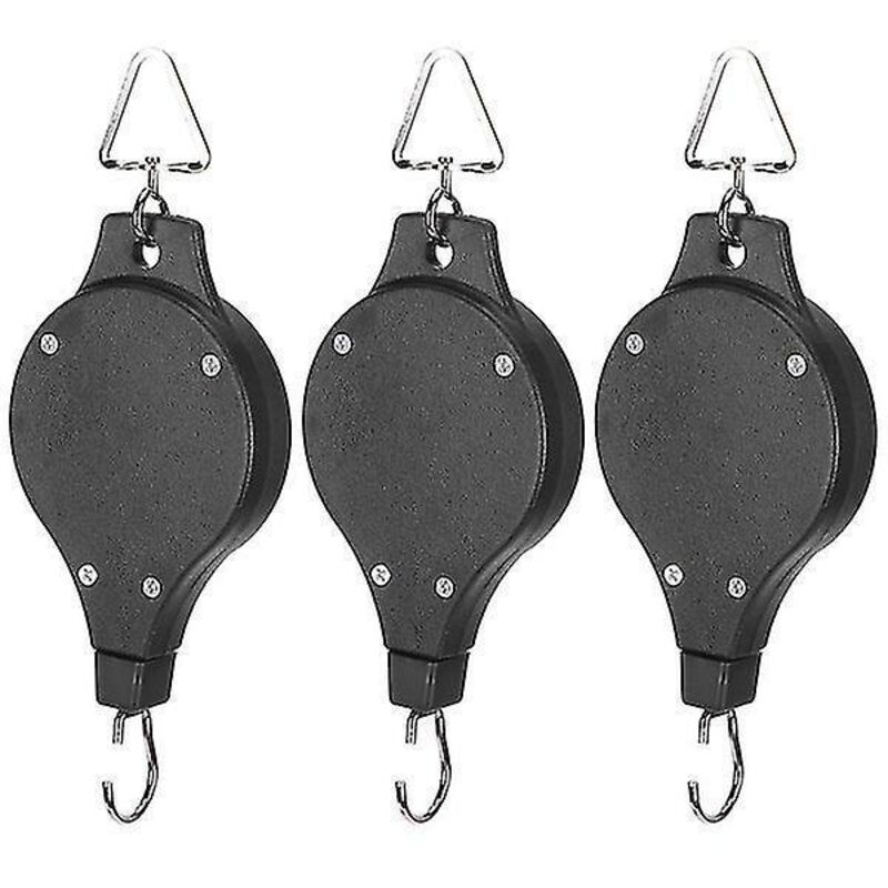 Set Mit 3 Pflanzenaufhängungsrollen, Einziehbaren Haken, Robusten Und Verstellbaren Rollen Für Gartenkörbe Und Vogelfutterhäuschen