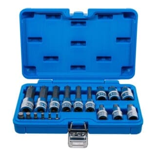 BGS Bit-Einsatz-Satz, Antrieb Innenvierkant 6,3 mm (1/4") / 12,5 mm (1/2"), Innenvielzahn (für XZN), 18-tlg.