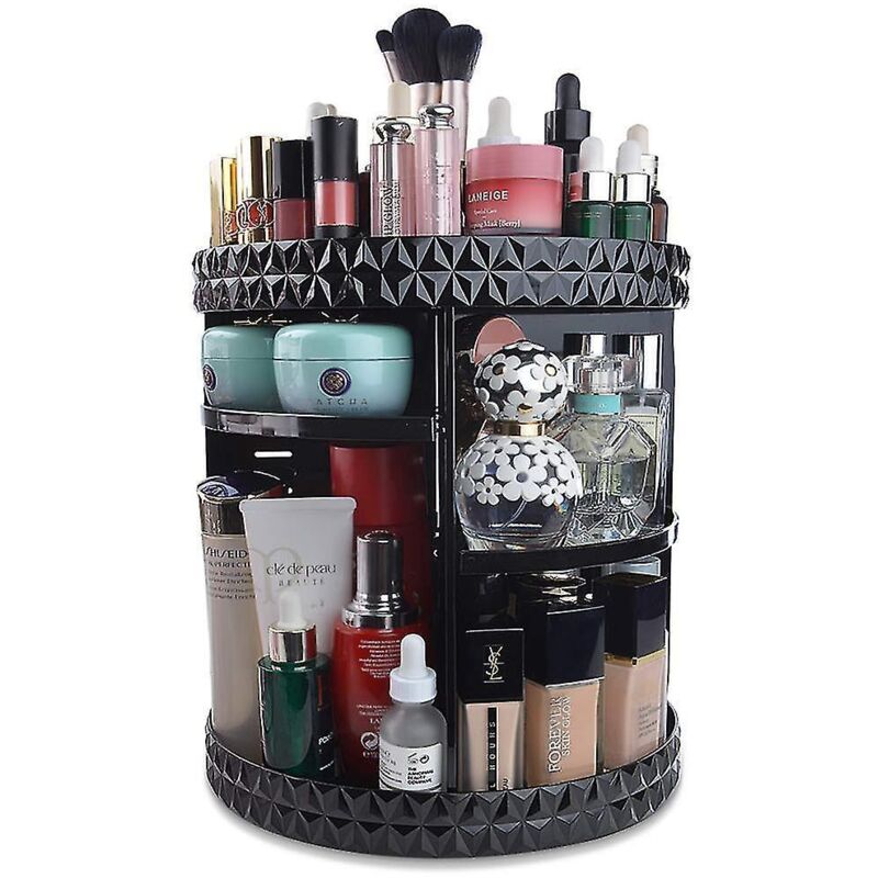 360° Drehbarer Make-up-organizer, 8-stufige, Verstellbare Kosmetikablage, Schwarz