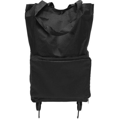 Faltbare Einkaufstaschen Mit Rollen, Zusammenklappbare Einkaufstaschen Mit Rädern, Faltbarer Einkaufswagen – 48 X 28 X 18 Cm – Schwarz