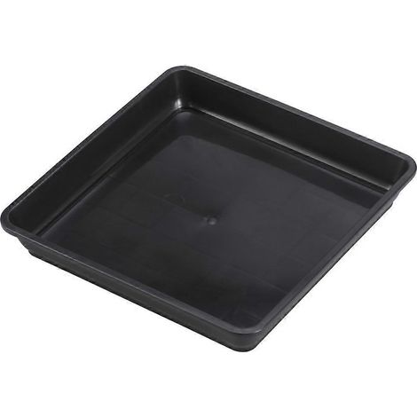 Set Mit 10 Quadratischen Untersetzern Für Zimmerblumentöpfe, Robust Und Mit Abflusslöchern, Schwarz, 13 Cm X 15 X 2,8 Cm