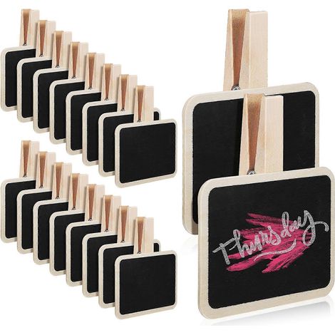 Set Mit 20 Mini-tafeln Inklusive Fotoklammern, Etiketten Und Schildern Für Lebensmittelprodukte – Ideal Für Ein Partybuffet. – 7,80 X 7,00 X 1,50 Cm