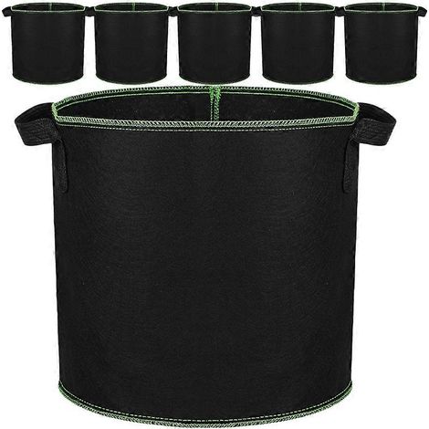 Set Mit 6 Kartoffelsäcken Aus Dickem Vliesstoff Für Den Gemüseanbau – 28,00 X 28,00 X 26,00 Cm – Schwarz