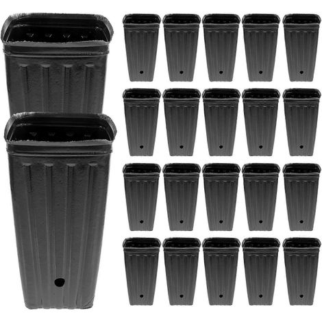 Set Mit 30 Tragbaren, Professionellen Anzuchttöpfen Für Blühende Pflanzen, Hoch Und Einfach Zu Bepflanzen. – 20,00 X 10,00 X 10,00 Cm – Schwarz