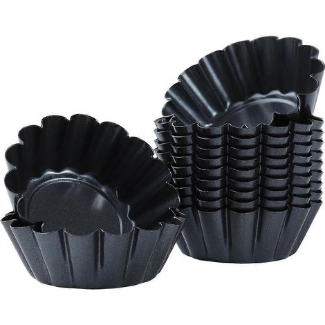 Bestonzon 12 Mini-törtchenformen Aus Kohlenstoffstahl, Blumenmuster, Wiederverwendbar, Für Cupcakes Und Muffins – 6,50 X 4,50 X 2,30 Cm