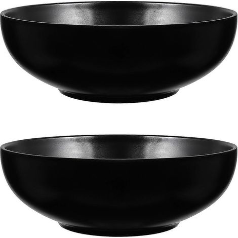 Set Mit 2 Japanischen Nudelschalen, Melamin-salatschalen, Servierschalen, Chinesischen Nudelschalen – 19,00 X 19,00 X 6,50 Cm – Schwarz