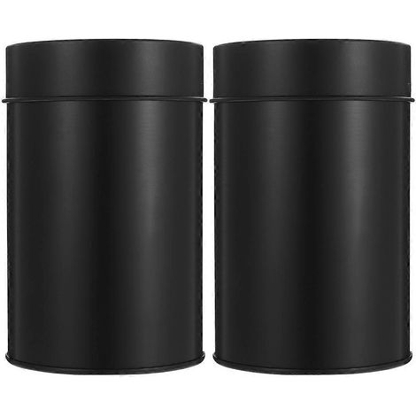 Set Aus 2 Teedosen Aus Metall Mit Luftdichten Deckeln Zur Aufbewahrung Von Losem Tee. – 12 X 7,5 X 7,5 Cm – Schwarz