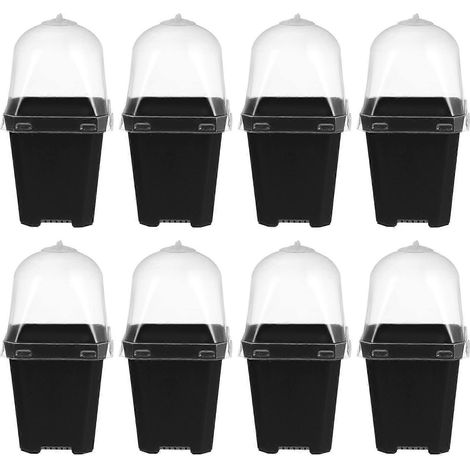 Set Mit 10 Quadratischen Anzuchttöpfen Aus Kunststoff Für Blumensetzlinge Und Gartenpflanzen – 8,00 X 6,70 X 6,70 Cm – Schwarz