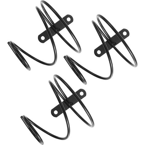 Set Aus 3 Schmiedeeisernen Wandweinregalen Im Spiraldesign Zur Aufbewahrung Von Rotweinflaschen. – 10,50 X 8,20 X 8,20 Cm – Schwarz