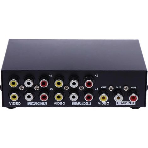 Mt-431av 4-wege-av-umschalter, 4 Cinch-eingänge, 1 Ausgangswahlschalter, Composite-video, L/r-audio – Schwarz