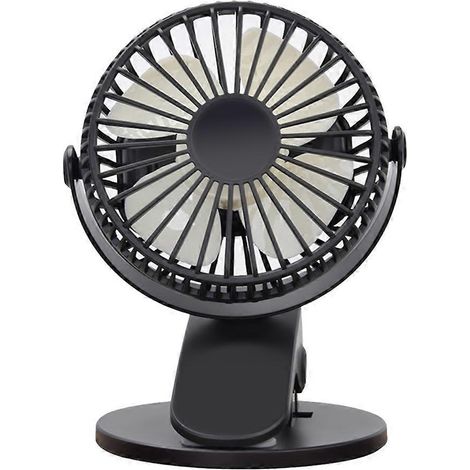 Miniatur-tisch-/schreibtischventilator Mit Clip, Verstellbarem Und Um 360° Drehbarem Design, Leise Und Tragbar, Usb-kompatibel, Für Kinderwagen, Zelt, Studentenwohnheim, Bett Oder Schreibtisch (schwar