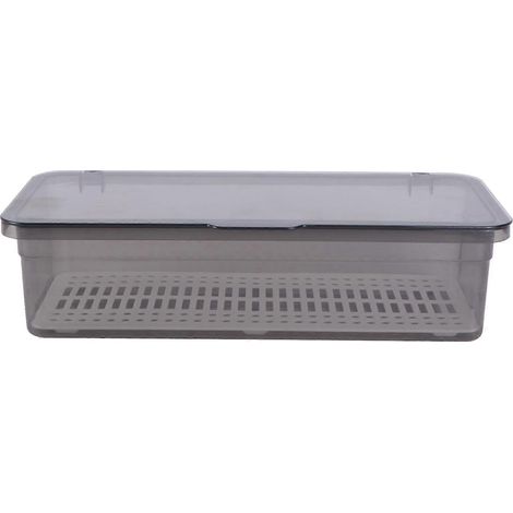 Aufbewahrungsbox Aus Kunststoff Für Essstäbchen, Abtropfschale, Staubdichte Geschirrablage Für Die Küche, Besteck- Und Gabelaufbewahrungsbehälter (schwarz) – 27 X 11,5 X 6,7 Cm – Schwarz