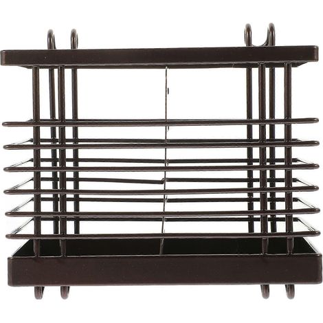 Praktischer, Wandmontierter Küchenbesteckhalter Mit Abtropfgestell Für Essstäbchen Und Löffel, Stabiler Besteckhalter Aus Metall – 16 X 14 Cm – Schwarz