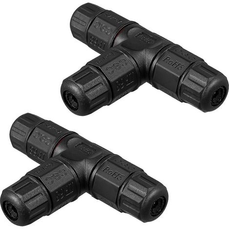 Bestomz 2er-pack Ip68 Wasserdichte T-verbinder, Anschlussdose, 3-wege-kabelverbinder (schwarz) - Schwarz