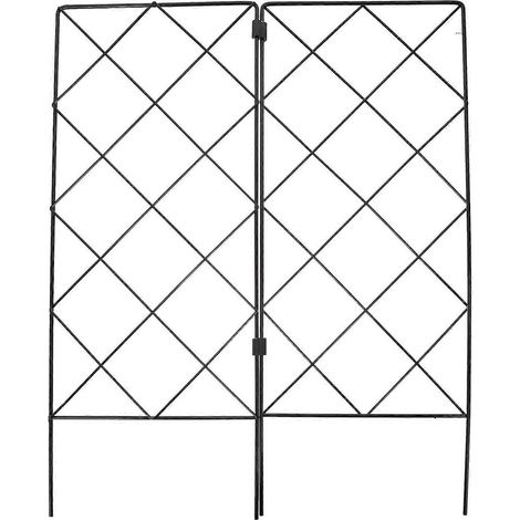 Set Mit 2 Faltbaren, Multifunktionalen Gartenstützen Für Kletterpflanzen – 53,50 X 40,50 X 0,30 Cm – Schwarz