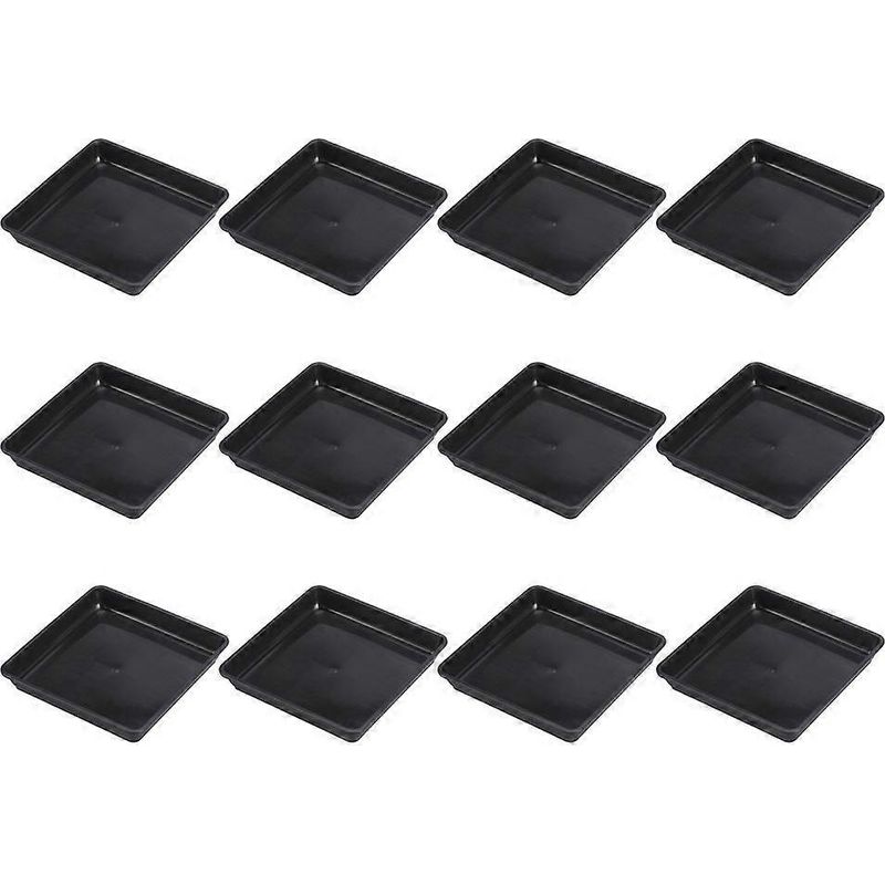 Set Mit 12 Untersetzern Für Blumentöpfe, Gießschalen, Bonsaiständer Und Blumentöpfe – 12,00 X 12,00 X 1,70 Cm – Schwarz