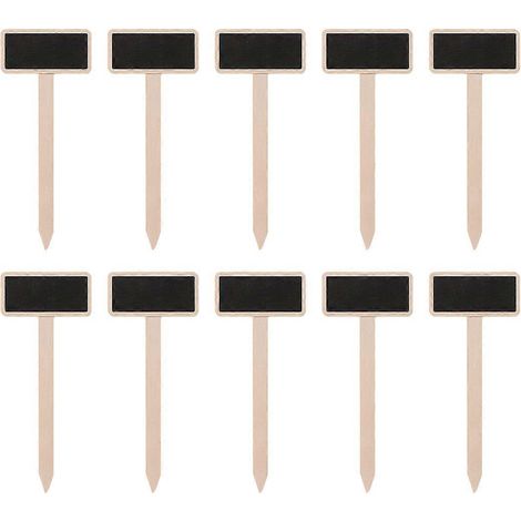 Set Mit 40 Dekorativen Mini-holztafeln Für Garten, Blumentopf Und Als Dekoration – 14,5 X 6 Cm – Schwarz