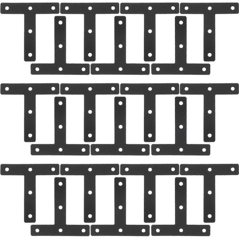 20 Flache T-förmige Winkel Für Regalböden, Regalträger, Möbelreparaturplatten – 8,00 X 8,00 X 0,10 Cm – Schwarz