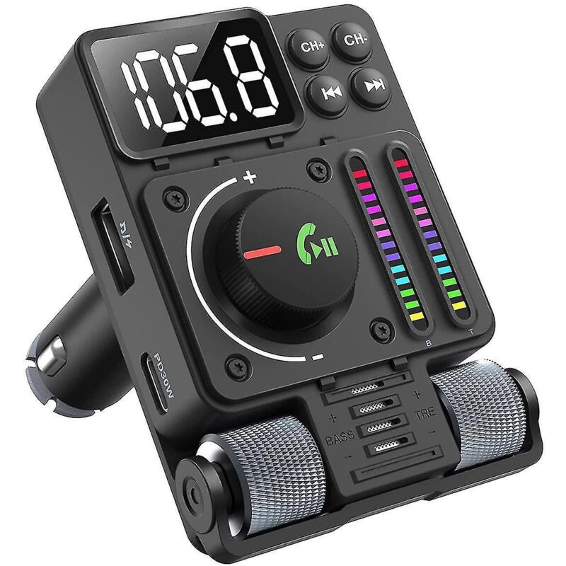 Bluetooth-kfz-adapter – Bluetooth 5.3 Fm-transmitter, 30-w-pd-schnellladefunktion, Usb-typ-c-anschluss, Hi-fi