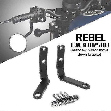 Aluminium-zubehör Für Honda Cmx 500/300 Rebel Motorradlenker: Schwarze Seitenspiegel, Scheinwerferhalterung Und Zubehör Für Zusatzscheinwerfer.