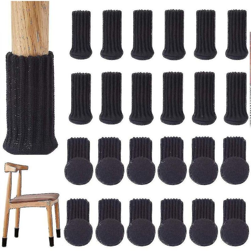 Set Mit 24 Elastischen, Rutschfesten Hochstuhlsocken Für Möbel – 12 Stück – Schwarz