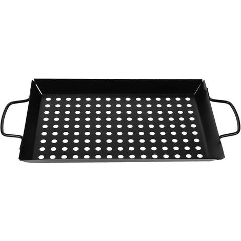 Antihaftbeschichtete Grillplatte Mit Großen Löchern, Ideal Zum Grillen Zu Hause – Schwarz
