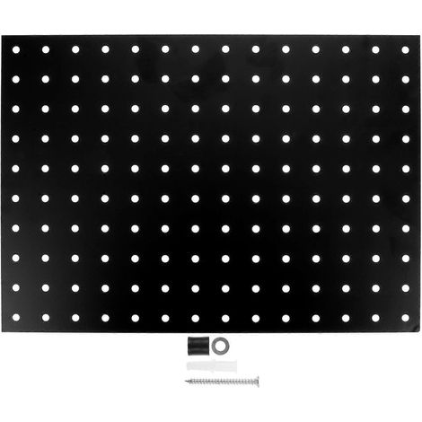 Wandmontierte Lochplatte, Metall-lochplatte, Präsentationswand, Lochplattenzubehör – 35,00 X 25,00 X 0,20 Cm – Schwarz