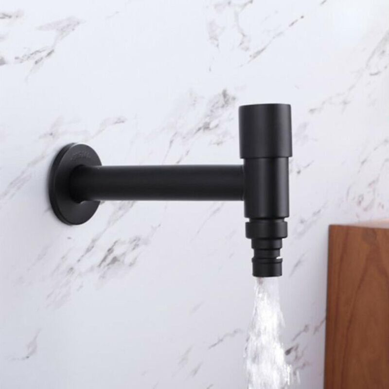 Wandmontierte Badezimmerarmatur Aus Schwarzem Edelstahl, Einhebel-kaltwasserhahn, Einlochmontage, Standard-g1/2-gewinde, Küchenarmaturen