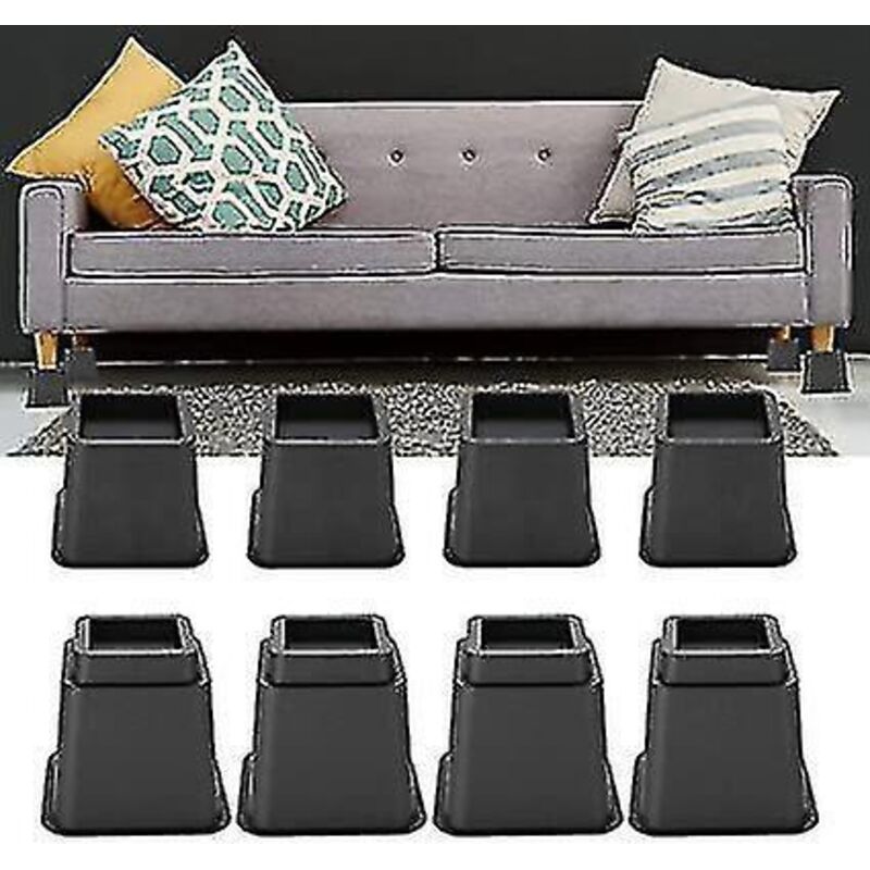 Bettfüße, Set Mit 8 Verstellbaren Pp-möbelfüßen Für Bett, Stuhl Und Sofa, Erhältlich In Schwarz, Abmessungen: 4 X 5 Zoll / 4 X 3 Zoll.